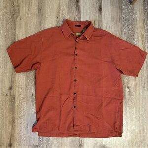 Izod Men's Burnt Orange Casual Button-Down Shirt